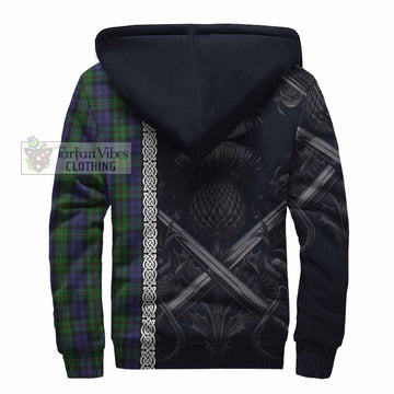 MacEwan (MacEwen) Tartan Sherpa Hoodie with Family Crest Cross Sword Thistle Celtic Vibes