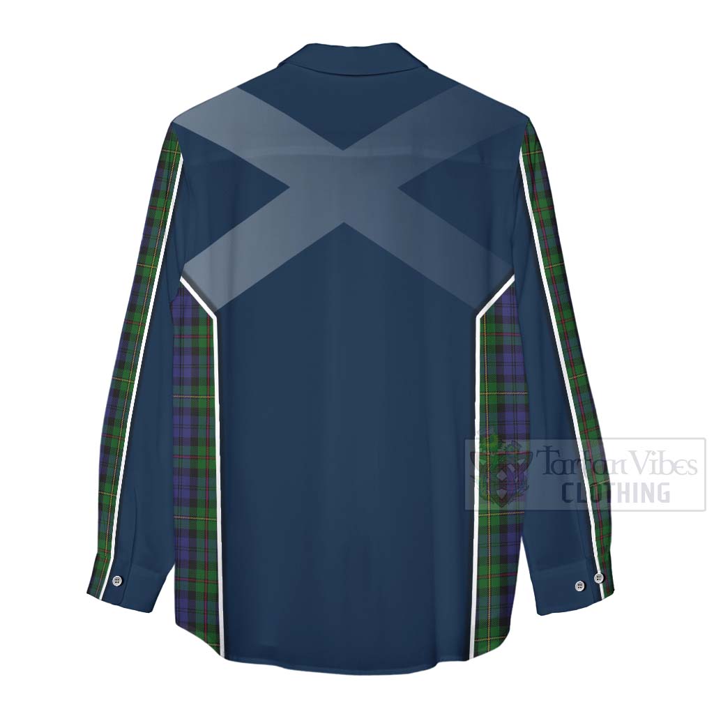 Tartan Vibes Clothing MacEwan (MacEwen) Tartan Women's Casual Shirt with Family Crest and Scottish Thistle Vibes Sport Style