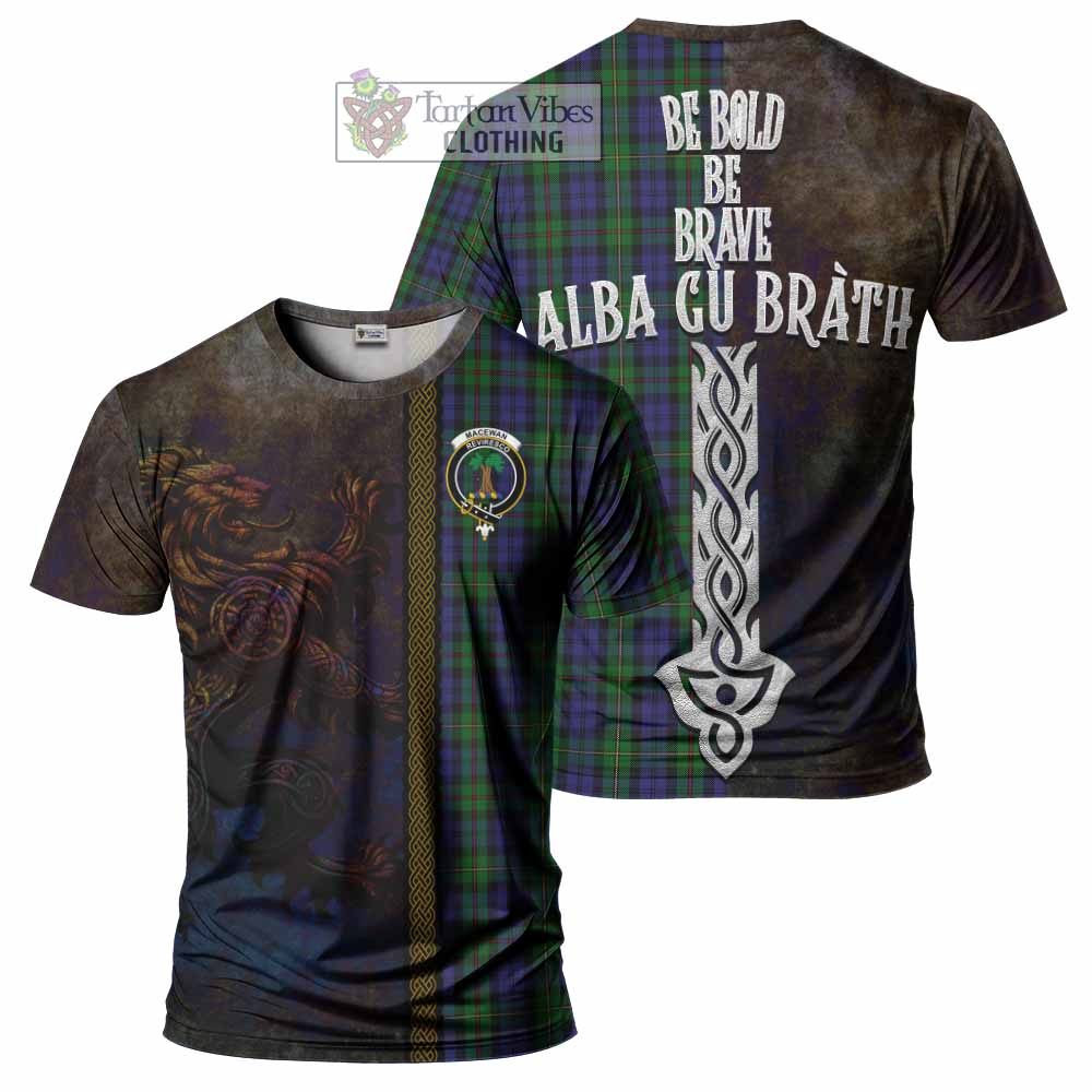 MacEwan (MacEwen) Tartan Family Crest T-Shirt Alba Gu Brath Be Brave Lion Ancient Style - Tartan Vibes Clothing