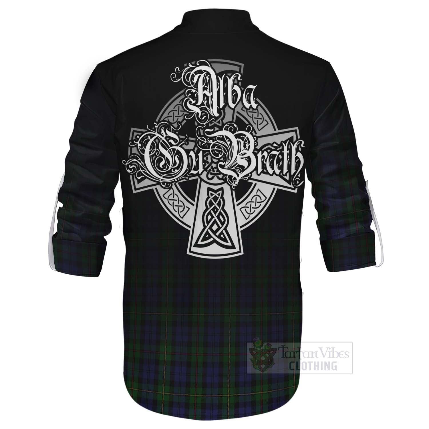 Tartan Vibes Clothing MacEwan (MacEwen) Tartan Ghillie Kilt Shirt Featuring Alba Gu Brath Family Crest Celtic Inspired