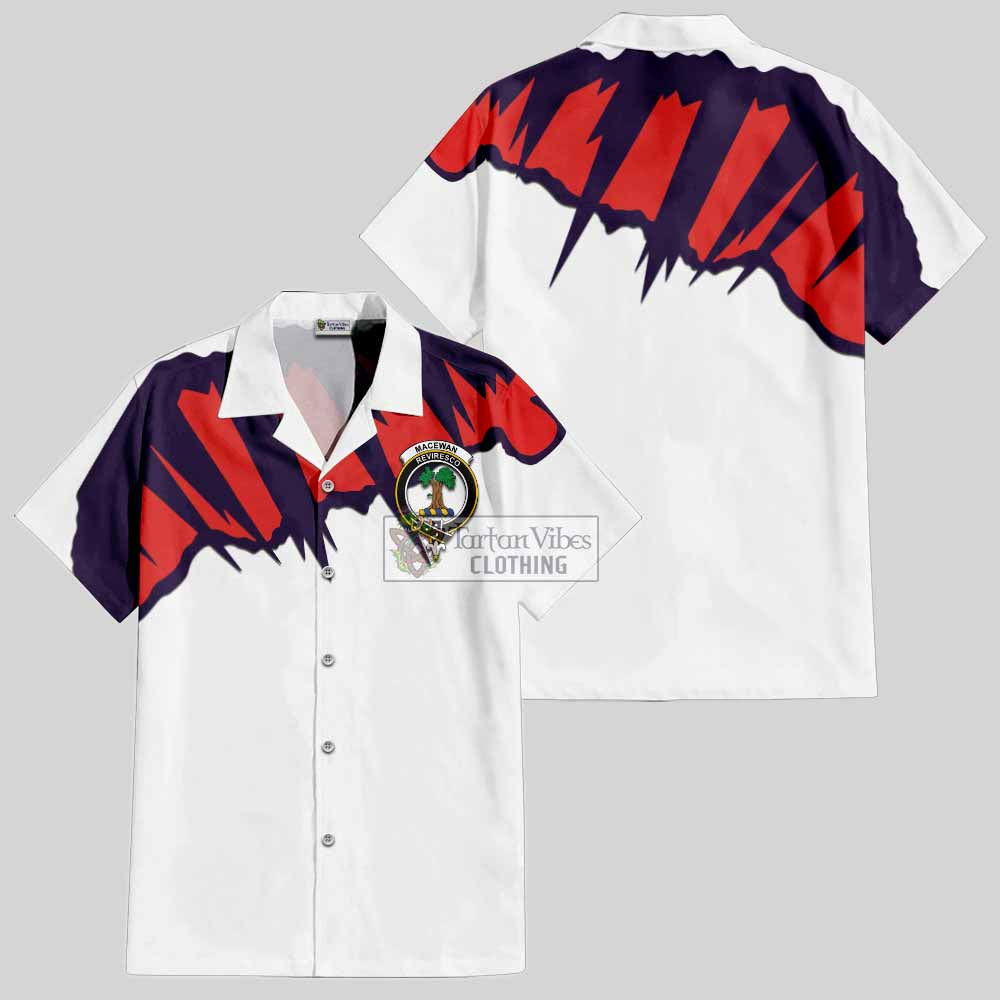 Tartan Vibes Clothing MacEwan (MacEwen) Clan Crest Short Sleeve Button Shirt with Retro Sport Style