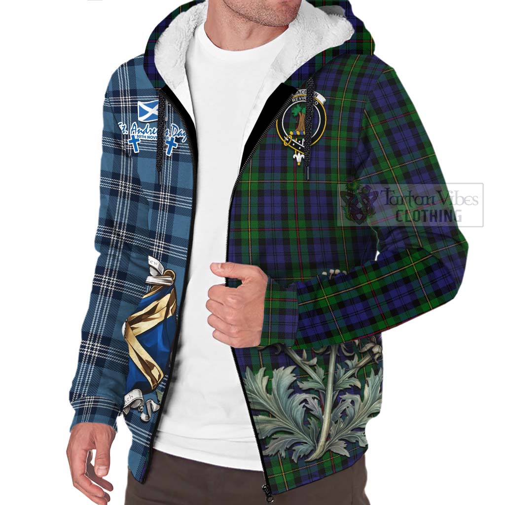 Tartan Vibes Clothing MacEwan (MacEwen) Tartan Sherpa Hoodie Happy St. Andrew's Day Half Tartan Style