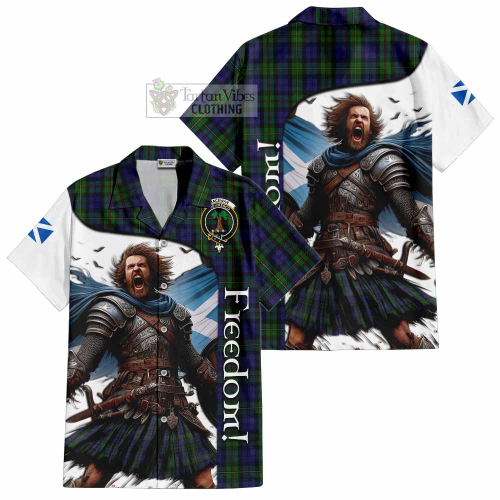 Tartan Vibes Clothing MacEwan (MacEwen) Crest Tartan Short Sleeve Button Shirt Inspired by the Freedom of Scottish Warrior