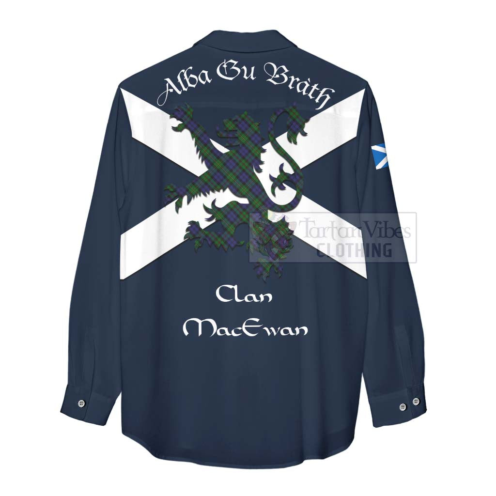 Tartan Vibes Clothing MacEwan (MacEwen) Tartan Lion Rampant Women's Casual Shirt Proudly Display Your Heritage with Alba Gu Brath and Clan Name