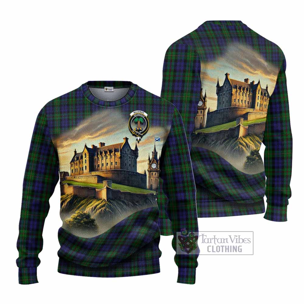 MacEwan (MacEwen) Tartan Family Crest Knitted Sweater with Scottish Ancient Castle Style - Tartan Vibes Clothing