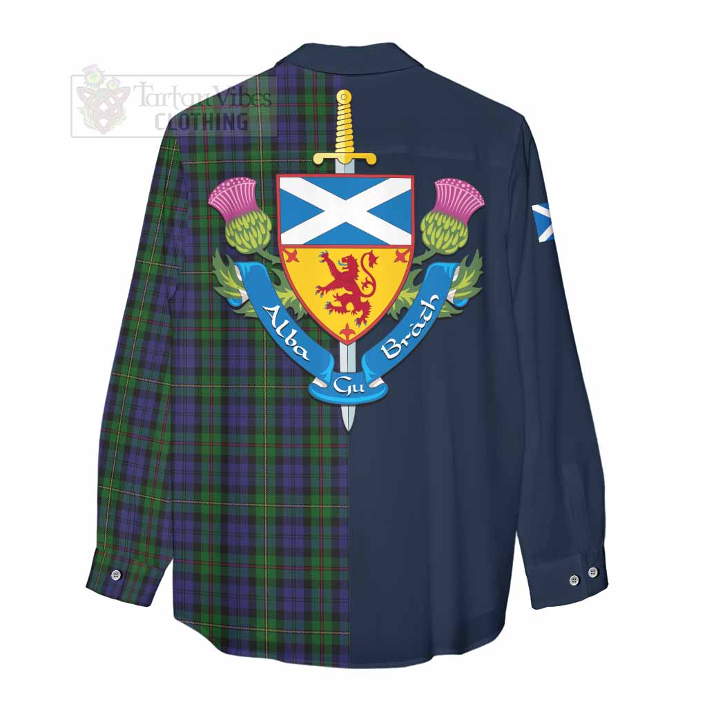 Tartan Vibes Clothing MacEwan (MacEwen) Tartan Women's Casual Shirt Alba with Scottish Lion Royal Arm Half Style