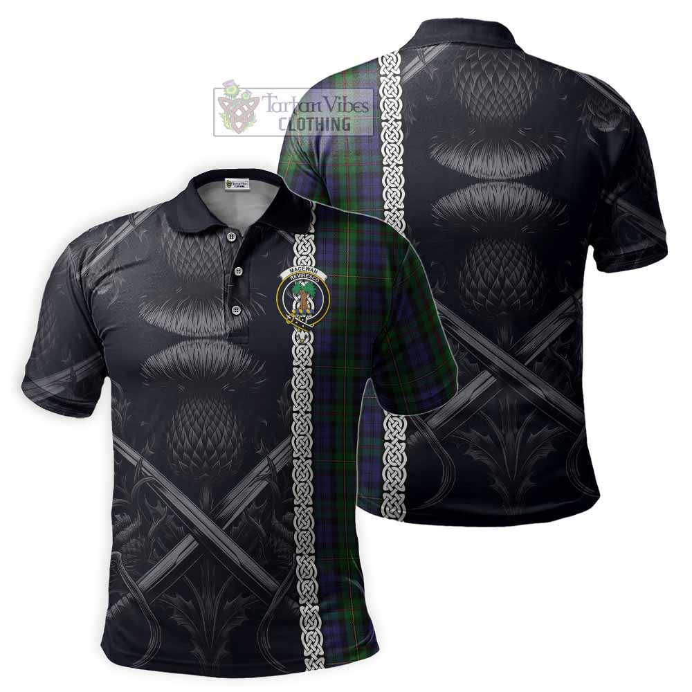 MacEwan (MacEwen) Tartan Polo Shirt with Family Crest Cross Sword Thistle Celtic Vibes - Tartan Vibes Clothing