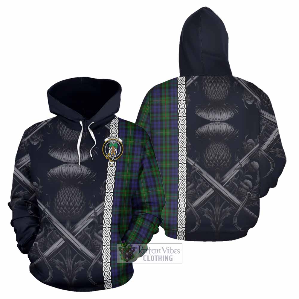 Tartan Vibes Clothing MacEwan (MacEwen) Tartan Hoodie with Family Crest Cross Sword Thistle Celtic Vibes