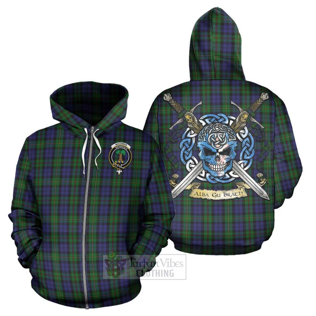 Tartan Vibes Clothing MacEwan (MacEwen) Tartan Hoodie with Family Crest Celtic Skull Style