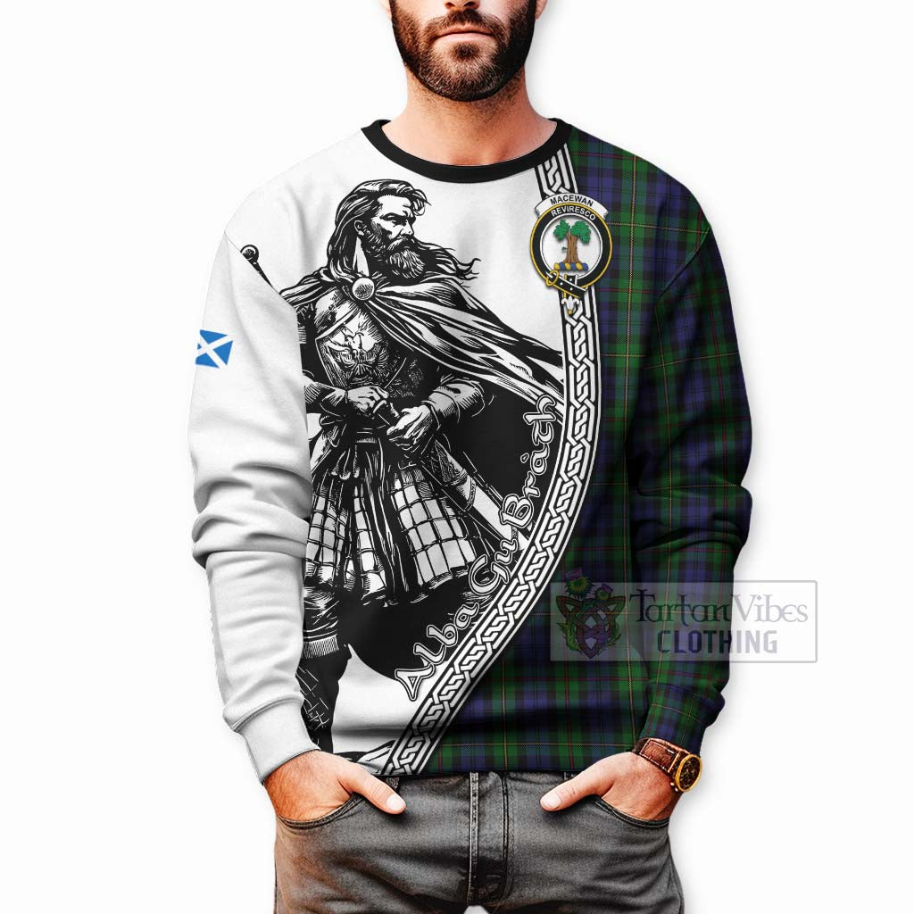 Tartan Vibes Clothing MacEwan (MacEwen) Tartan Clan Crest Sweatshirt with Highlander Warrior Celtic Style