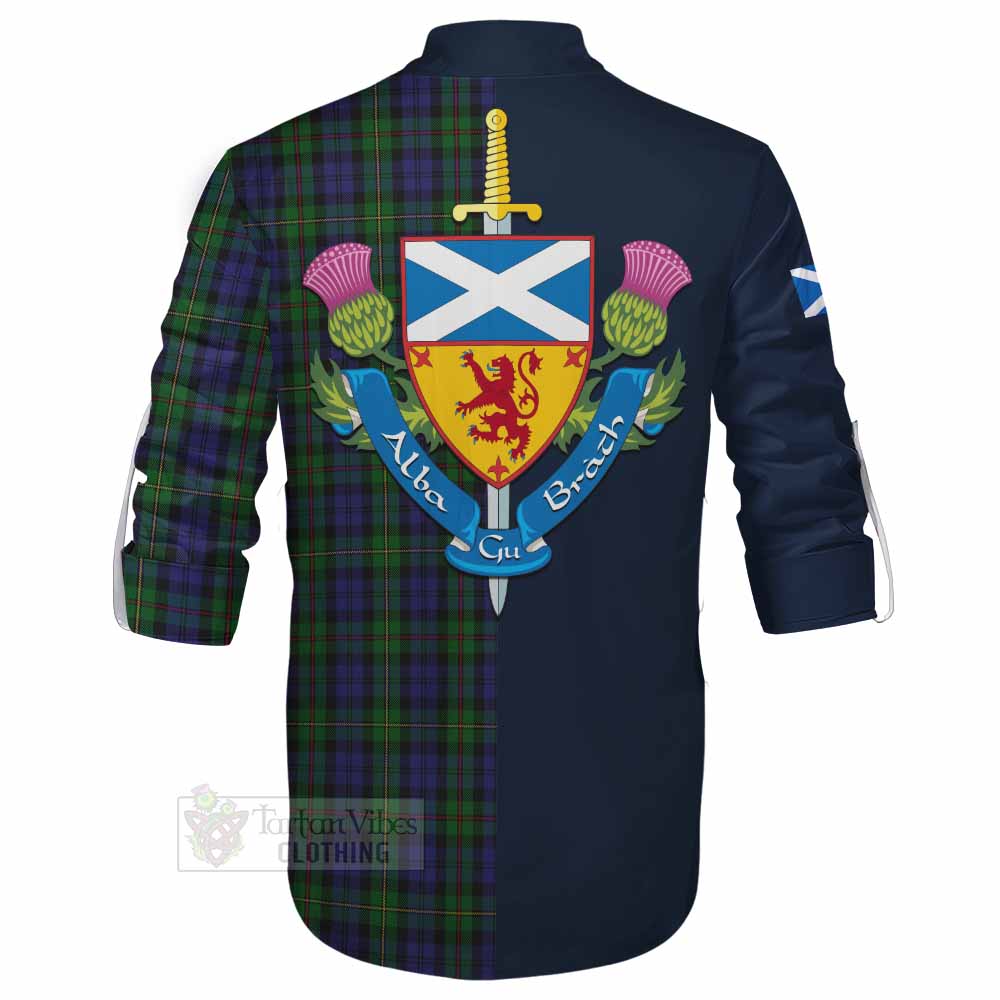 MacEwan (MacEwen) Tartan Ghillie Kilt Shirt Alba with Scottish Lion Royal Arm Half Style