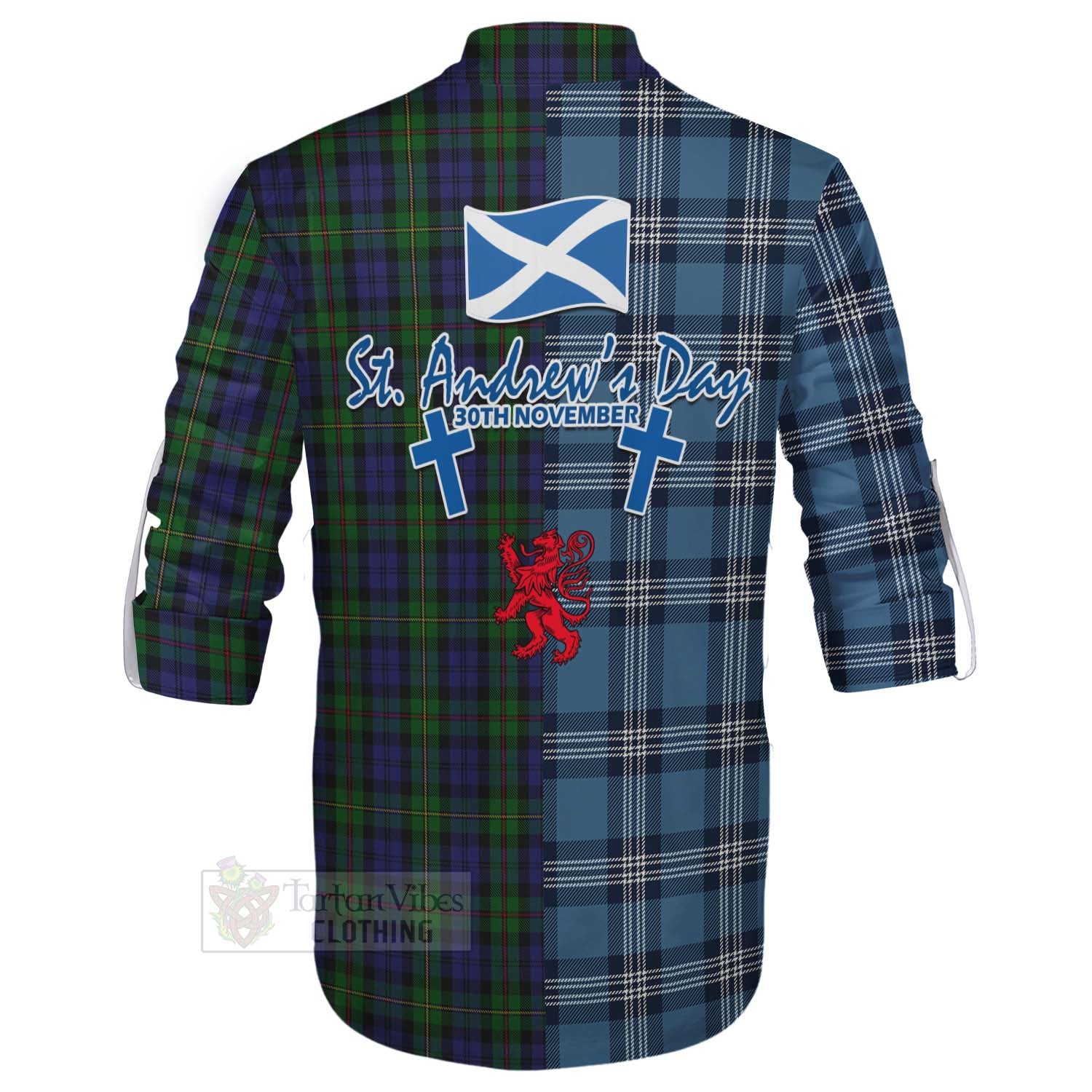 Tartan Vibes Clothing MacEwan (MacEwen) Tartan Ghillie Kilt Shirt Happy St. Andrew's Day Half Tartan Style