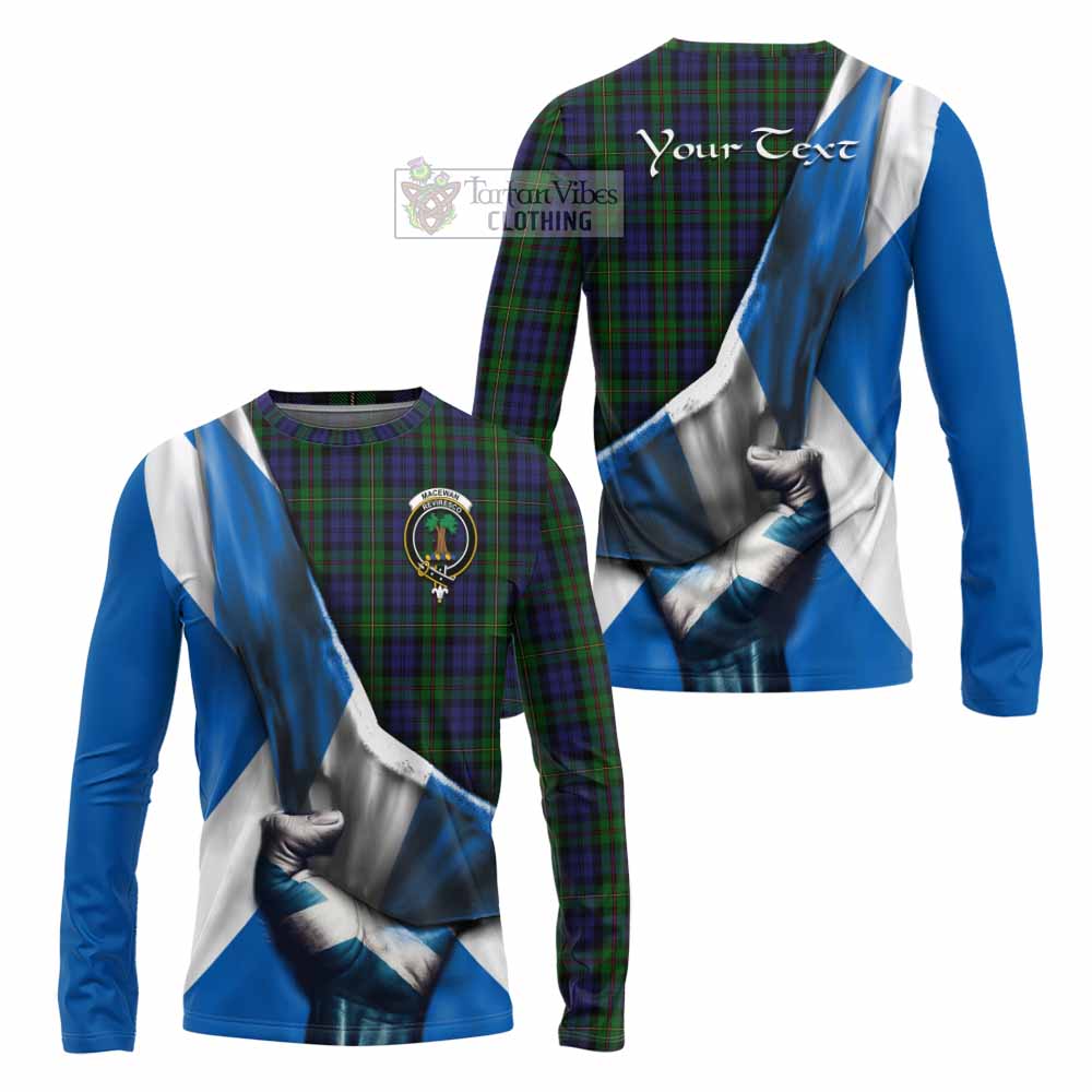 Tartan Vibes Clothing MacEwan (MacEwen) Tartan Long Sleeve T-Shirt with Family Crest Scotland Patriotic Style