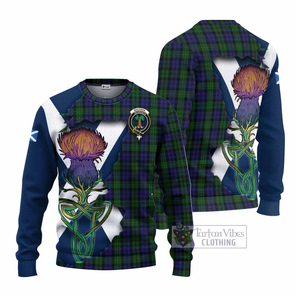 MacEwan (MacEwen) Tartan Family Crest Knitted Sweater Scottish Thistle Celtic Inspired - Tartan Vibes Clothing