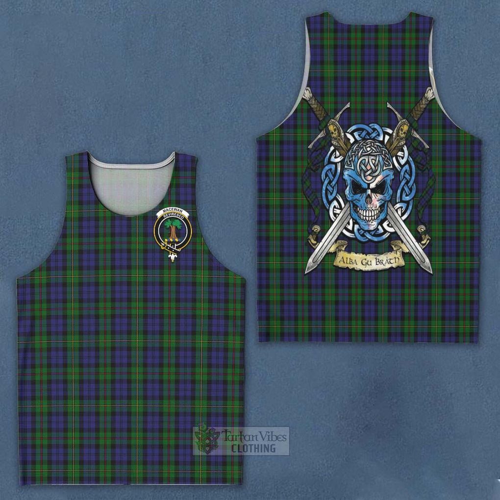 Tartan Vibes Clothing MacEwan (MacEwen) Tartan Men's Tank Top with Family Crest Celtic Skull Style