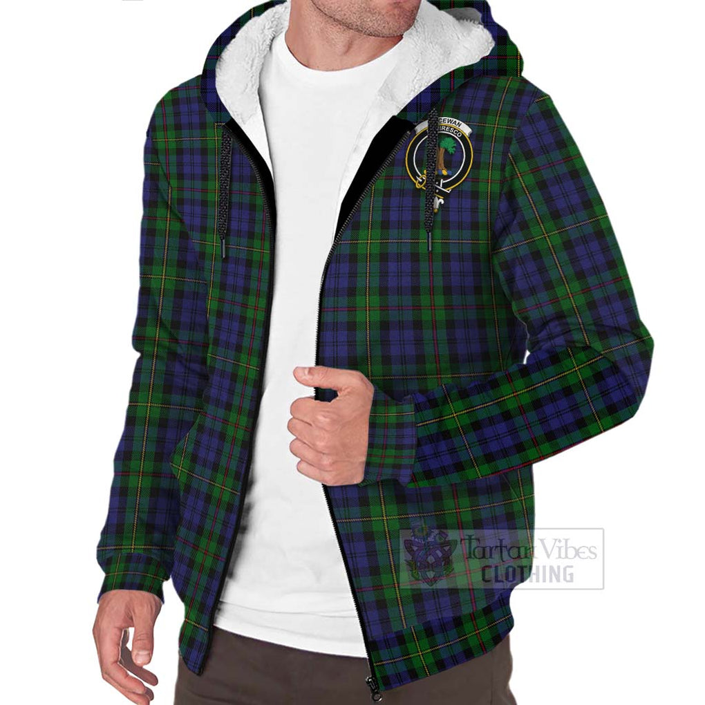 Tartan Vibes Clothing MacEwan (MacEwen) Tartan Sherpa Hoodie with Family Crest Celtic Skull Style