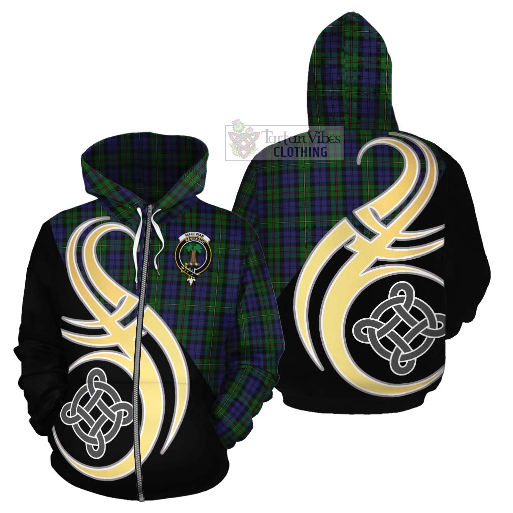 Tartan Vibes Clothing MacEwan (MacEwen) Tartan Cotton Hoodie with Family Crest and Celtic Symbol Style