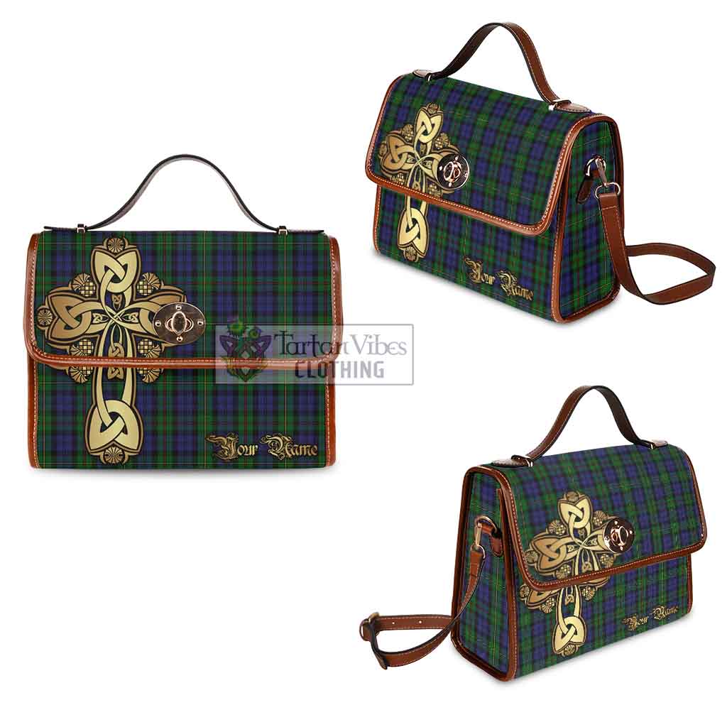 Tartan Vibes Clothing MacEwan (MacEwen) Tartan Waterproof Canvas Bag Golden Thistle Celtic Cross Style