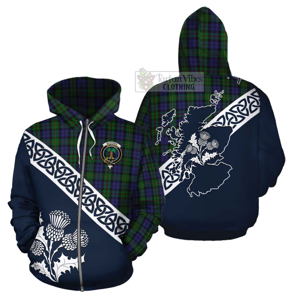 Tartan Vibes Clothing MacEwan (MacEwen) Tartan Cotton Hoodie Featuring Thistle and Scotland Map