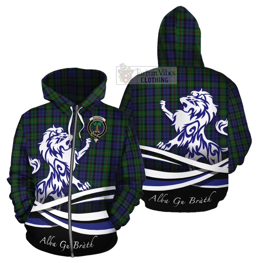 Tartan Vibes Clothing MacEwan (MacEwen) Tartan Cotton Hoodie with Alba Gu Brath Regal Lion Emblem