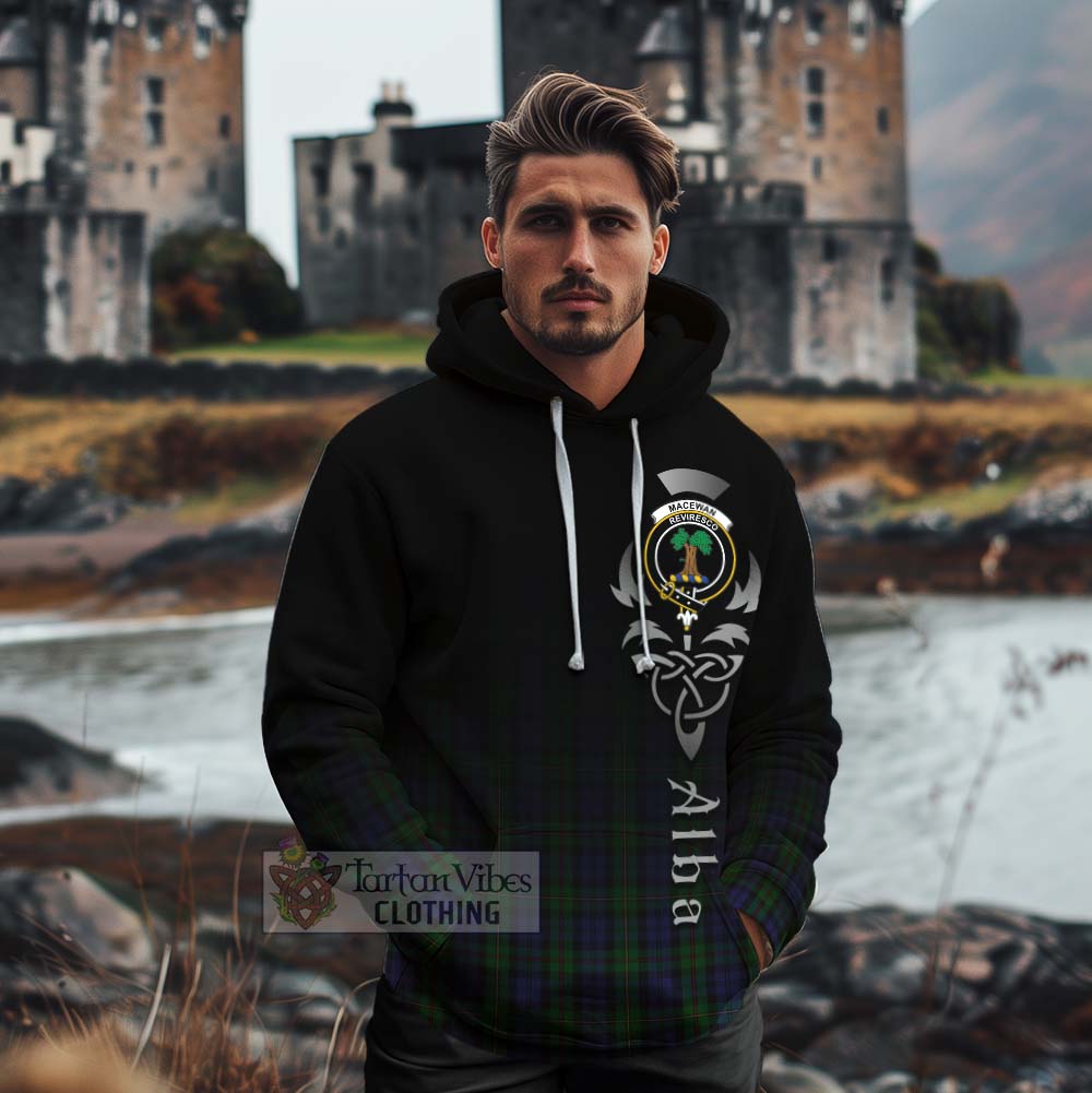 Tartan Vibes Clothing MacEwan (MacEwen) Tartan Cotton Hoodie Featuring Alba Gu Brath Family Crest Celtic Inspired