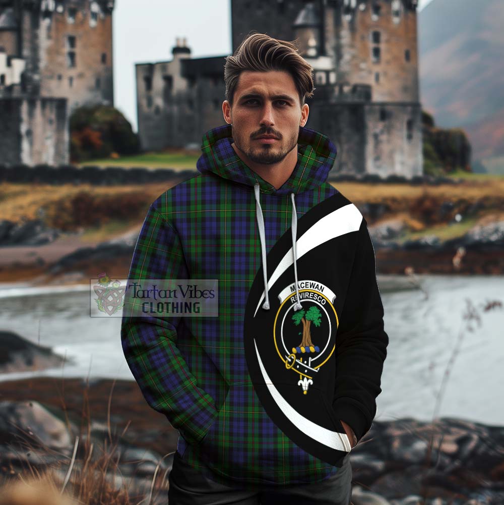 Tartan Vibes Clothing MacEwan (MacEwen) Tartan Cotton Hoodie with Family Crest Circle Style