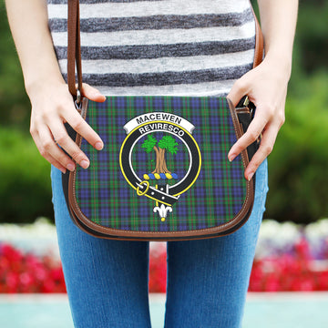 MacEwen Tartan Saddle Bag with Family Crest