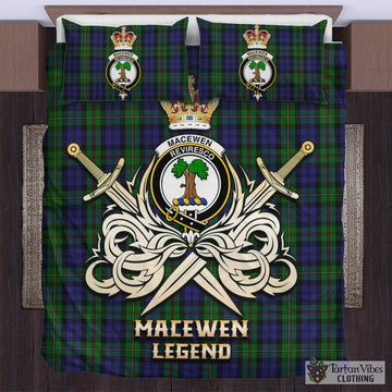 MacEwen Tartan Bedding Set with Clan Crest and the Golden Sword of Courageous Legacy UK Bedding Set - Tartan Vibes Clothing
