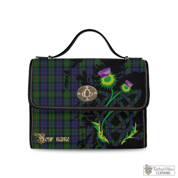 MacEwen Tartan Waterproof Canvas Bag with Scotland Map and Thistle Celtic Accents Black Leather Strap One Size 10.5*20*27cm - Tartan Vibes Clothing