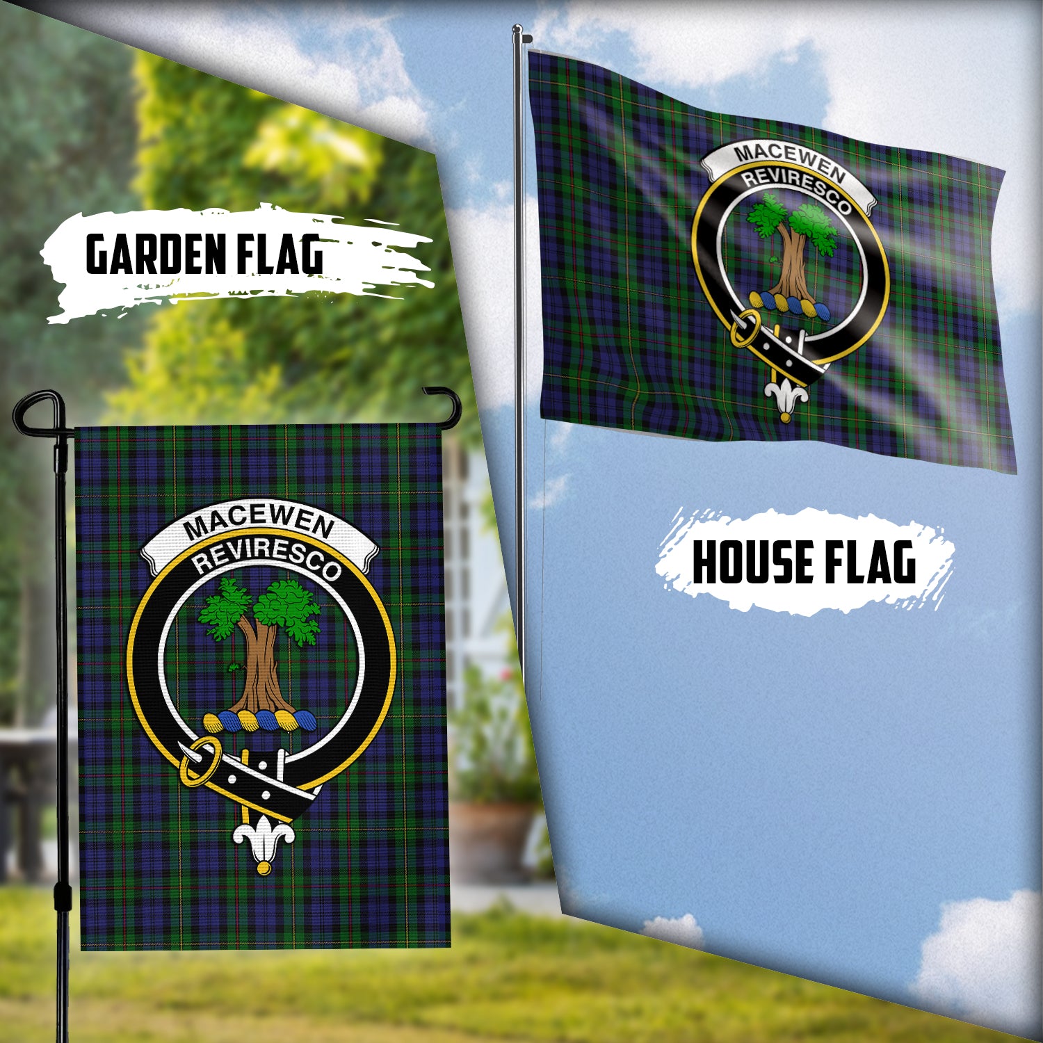 MacEwen Tartan Flag with Family Crest Garden Flag (Vertical) - Tartan Vibes Clothing