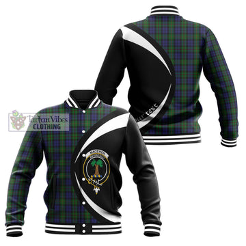 MacEwen Tartan Baseball Jacket with Family Crest Circle Style