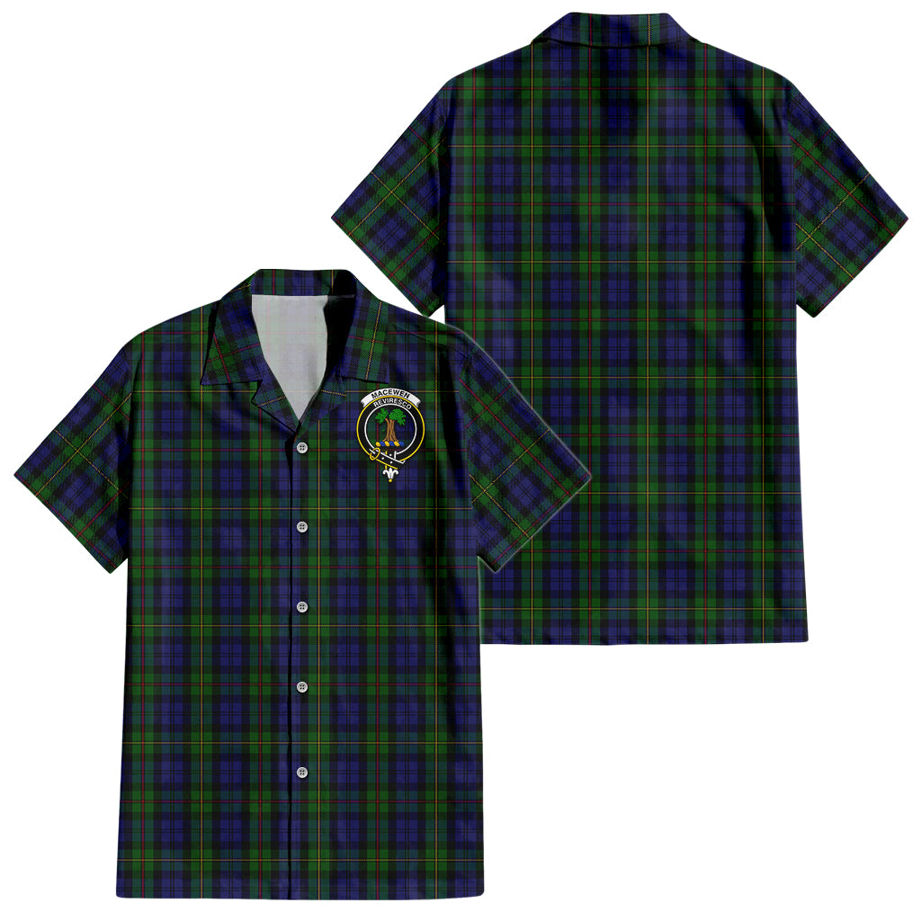 MacEwen Tartan Short Sleeve Button Down Shirt with Family Crest