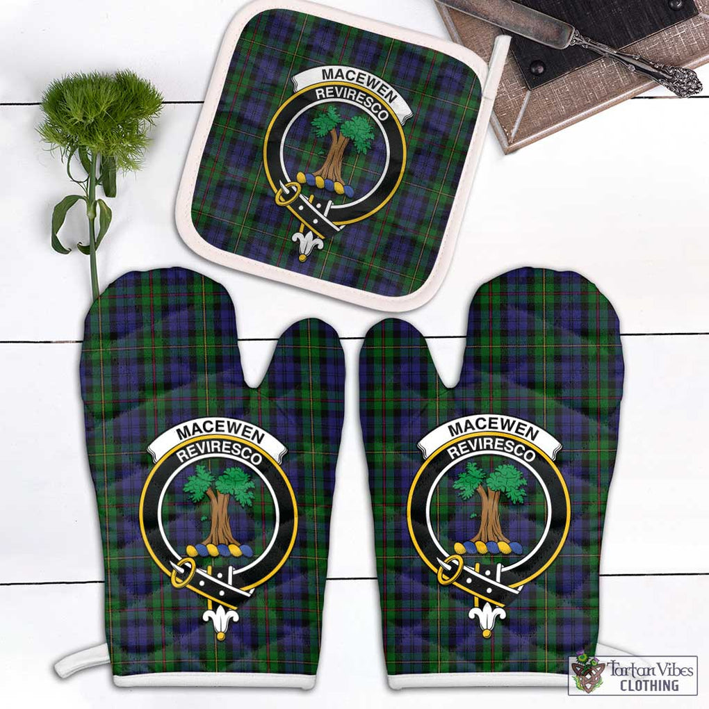 MacEwen Tartan Combo Oven Mitt & Pot-Holder with Family Crest Combo 1 Oven Mitt & 1 Pot-Holder White - Tartan Vibes Clothing