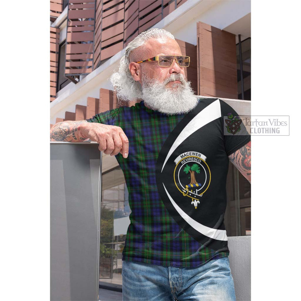 Tartan Vibes Clothing MacEwen Tartan Cotton T-shirt with Family Crest Circle Style