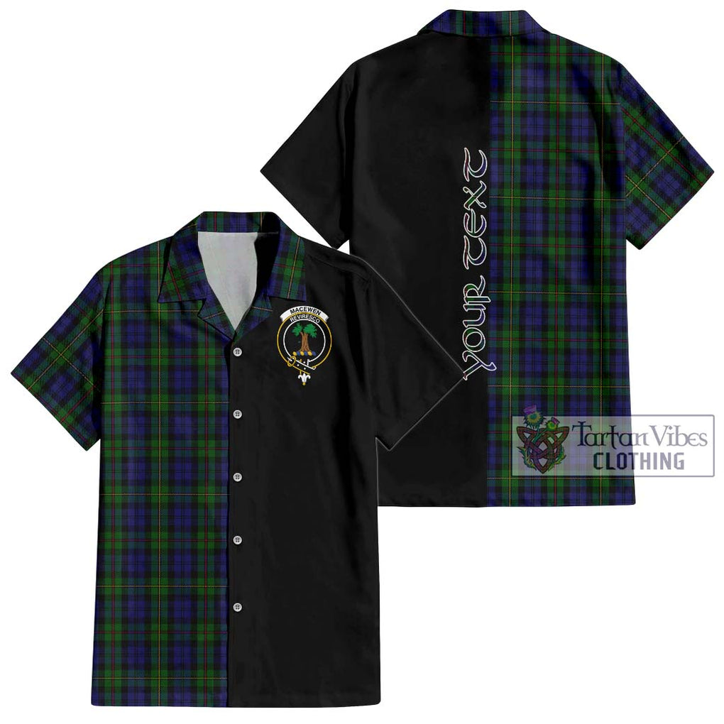 MacEwen Tartan Short Sleeve Button Shirt with Family Crest and Half Of Me Style Kid - Tartanvibesclothing Shop