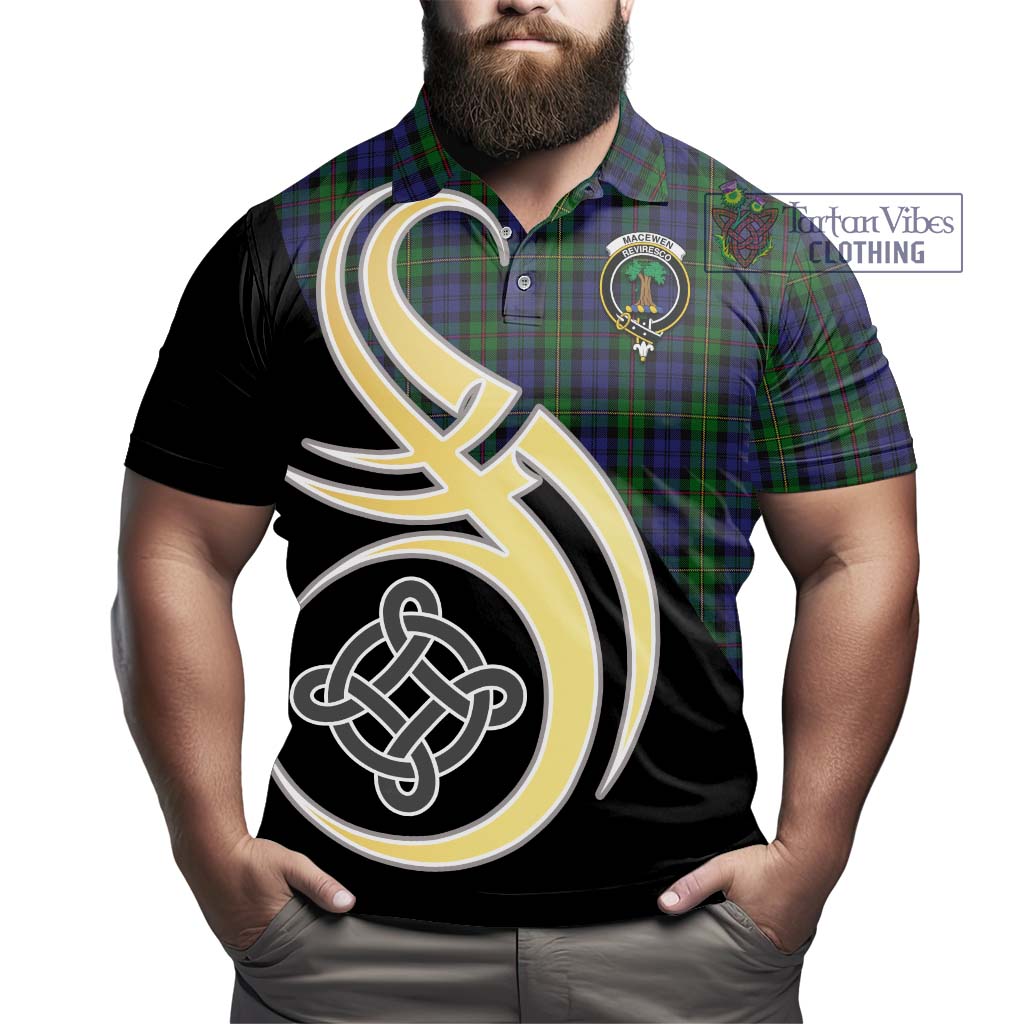 MacEwen Tartan Polo Shirt with Family Crest and Celtic Symbol Style - Tartan Vibes Clothing