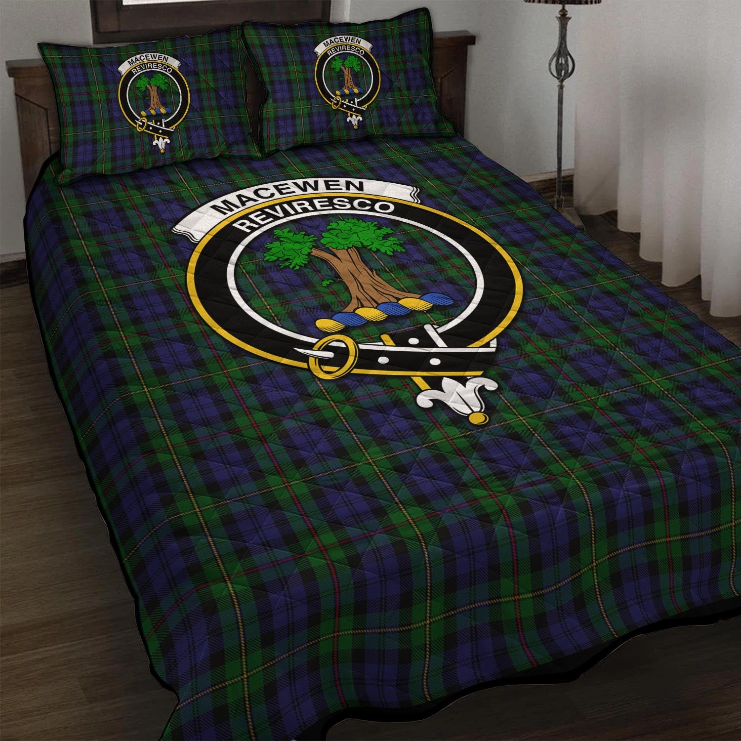 MacEwen Tartan Quilt Bed Set with Family Crest - Tartan Vibes Clothing