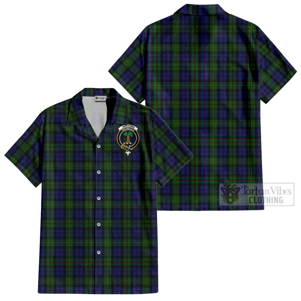 MacEwen Tartan Cotton Hawaiian Shirt with Family Crest Kid - Tartan Vibes Clothing