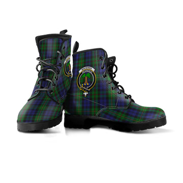 MacEwen Tartan Leather Boots with Family Crest