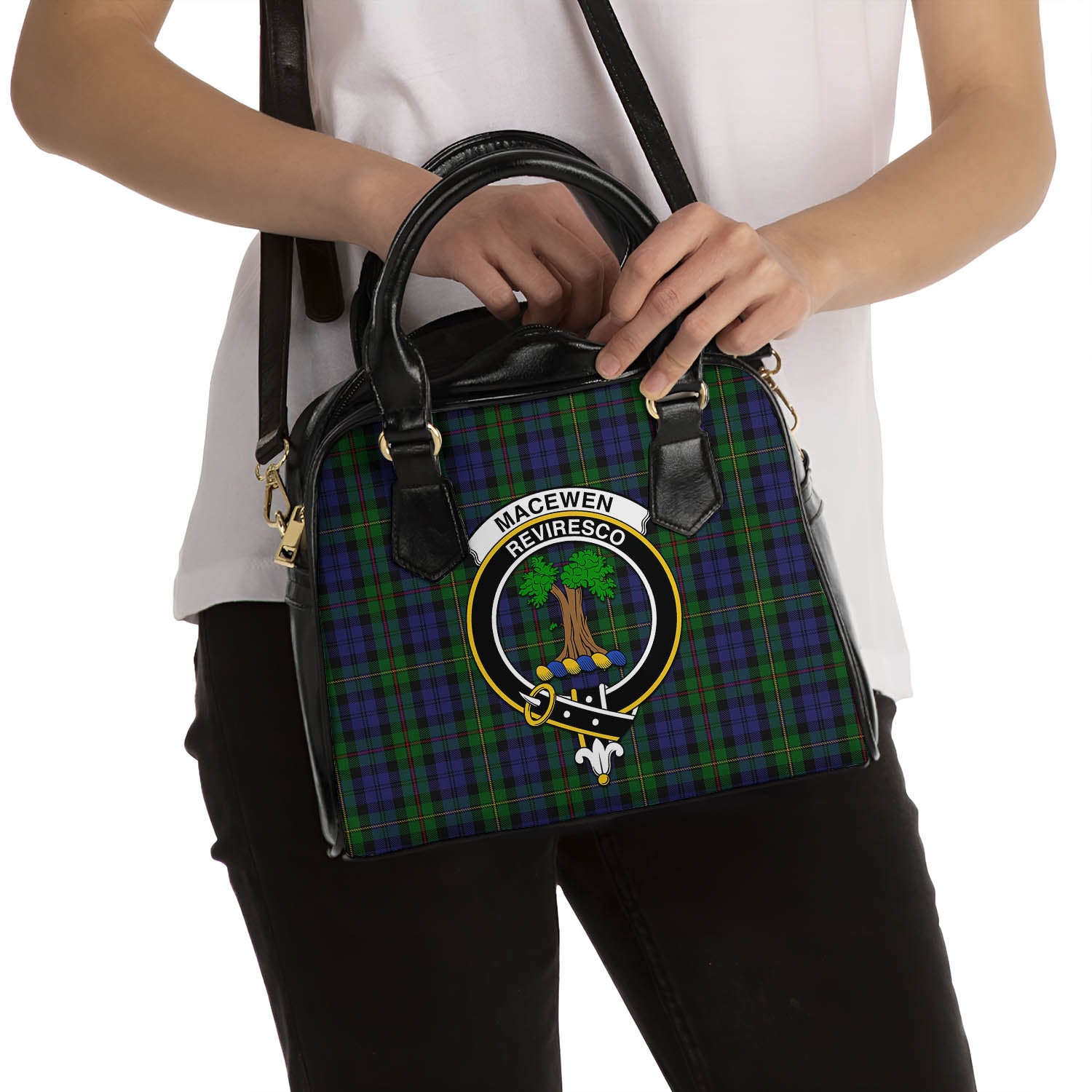 MacEwen Tartan Shoulder Handbags with Family Crest - Tartanvibesclothing