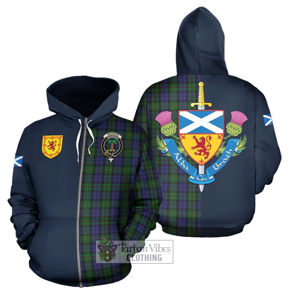 Tartan Vibes Clothing MacEwen Tartan Hoodie with Scottish Lion Royal Arm Half Style