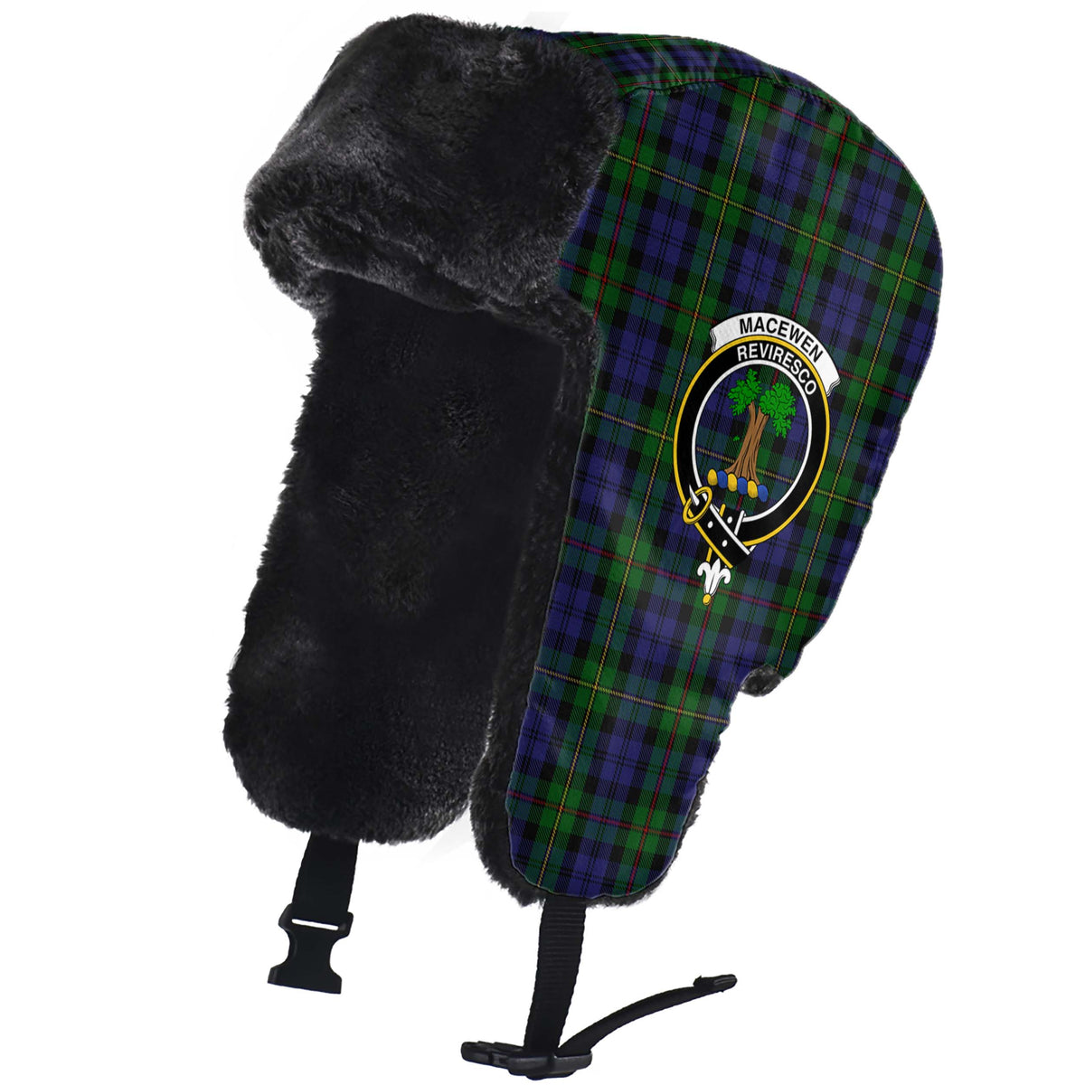 MacEwen Tartan Winter Trapper Hat with Family Crest - Tartan Vibes Clothing