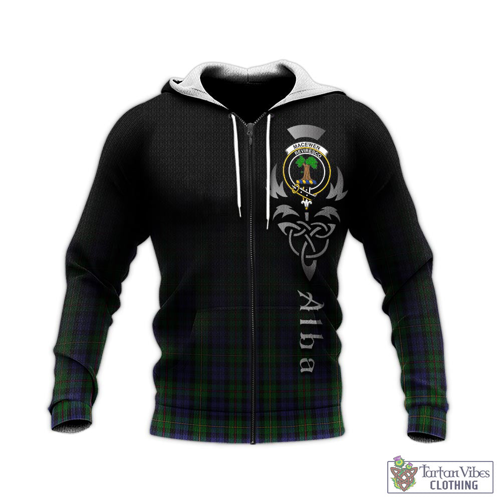 Tartan Vibes Clothing MacEwen Tartan Knitted Hoodie Featuring Alba Gu Brath Family Crest Celtic Inspired