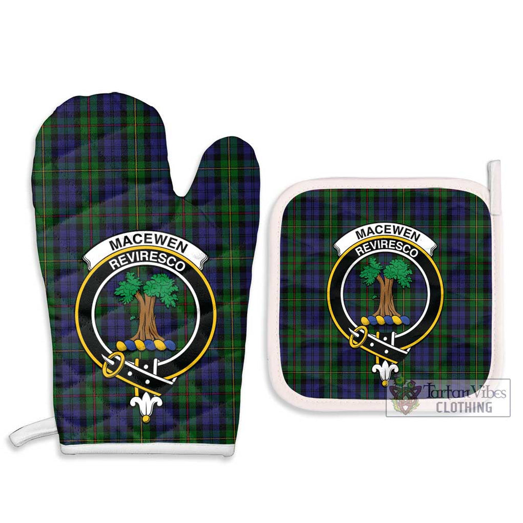 MacEwen Tartan Combo Oven Mitt & Pot-Holder with Family Crest Combo 1 Oven Mitt & 2 Pot-Holder White - Tartan Vibes Clothing