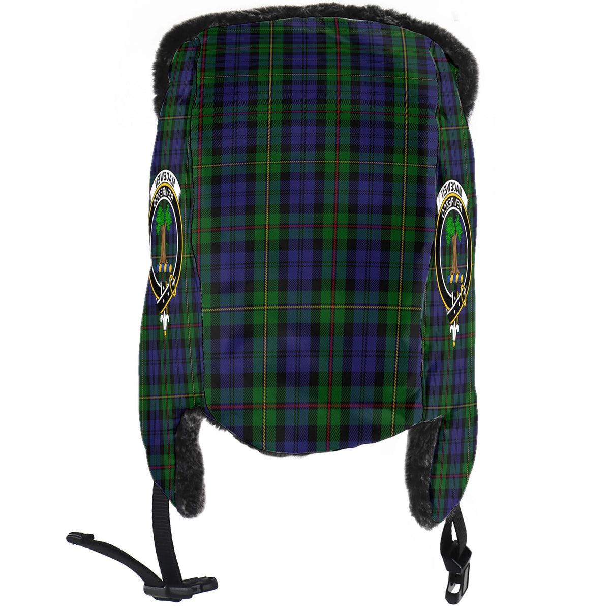 MacEwen Tartan Winter Trapper Hat with Family Crest - Tartan Vibes Clothing