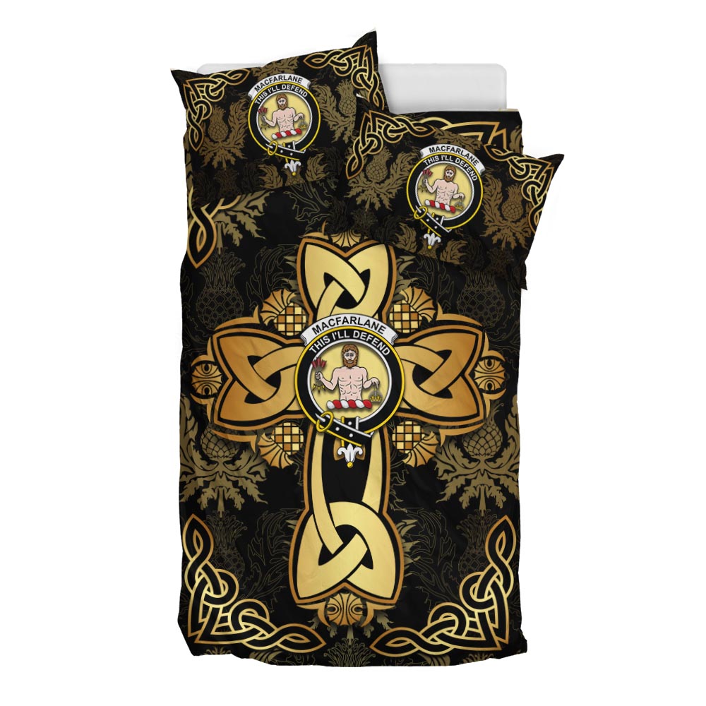 MacFarlane (McFarlane) Clan Bedding Sets Gold Thistle Celtic Style - 2D-tartanvibesclothing