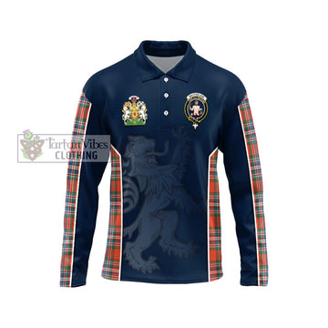 MacFarlane Ancient Tartan Long Sleeve Polo Shirt with Family Crest and Lion Rampant Vibes Sport Style