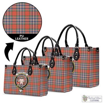 MacFarlane Ancient Tartan Luxury Leather Handbags with Family Crest