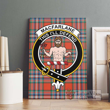 MacFarlane Ancient Tartan Canvas Print Wall Art with Family Crest