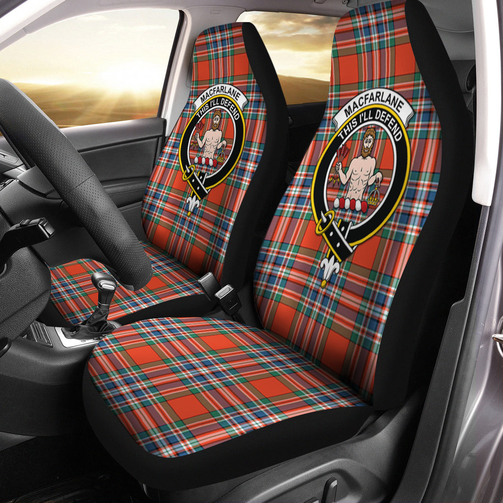 MacFarlane Ancient Tartan Car Seat Cover with Family Crest One Size - Tartanvibesclothing